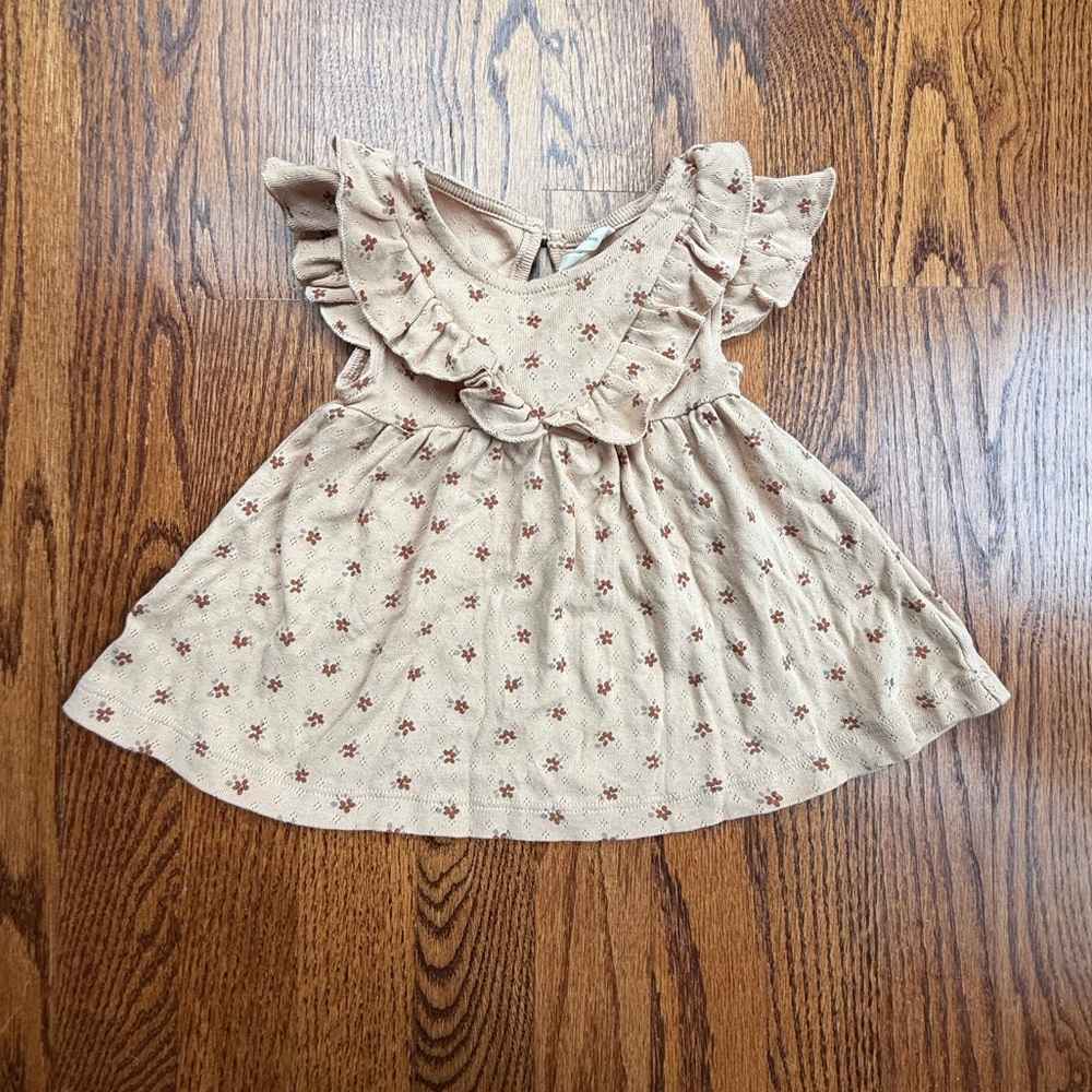 Quincy Mae Tan Floral Kids Dress